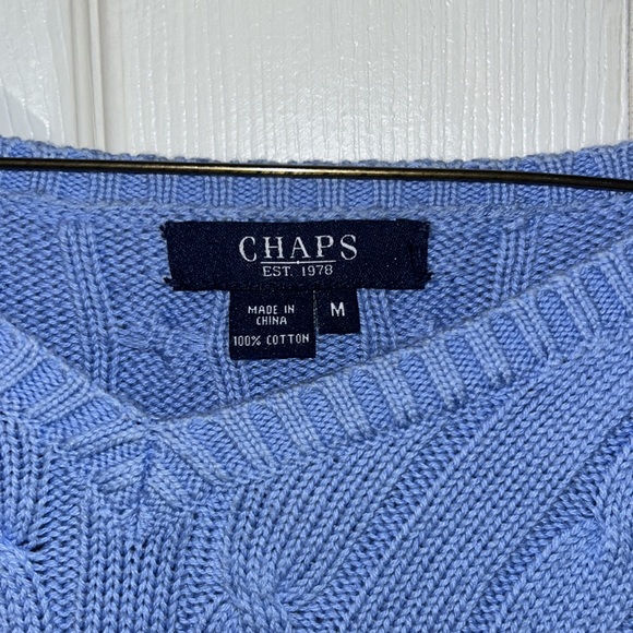 Chaps Women's Cable Knit Light Blue Sweater - Picture 4 of 4